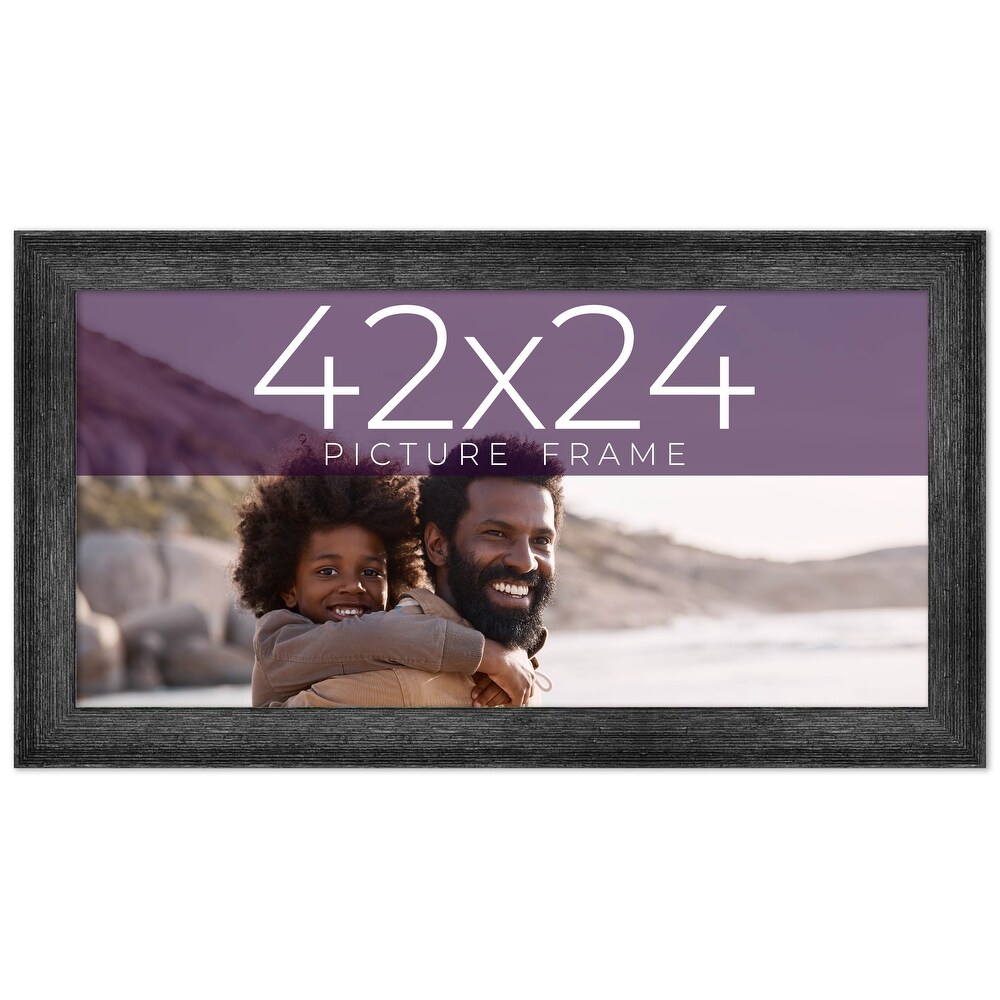 42x24 Black Picture Frame   Wood Picture Frame Complete with UV