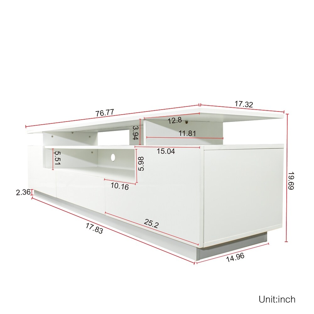 80 inch Modern LED TV Stand with Remote Control Lights   Spacious Storage  Stylish Design  Suitable for Living Room