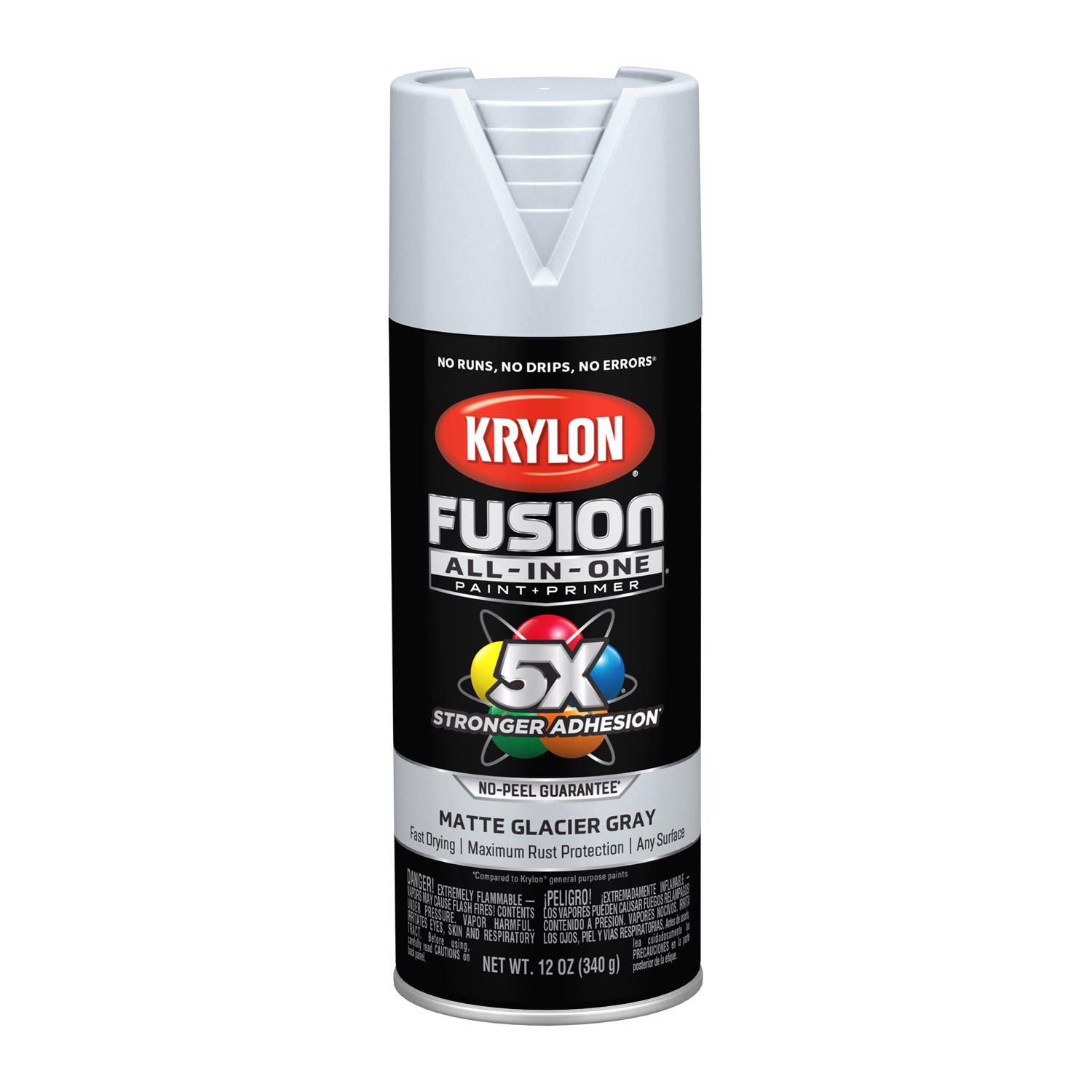 Krylon Fusion All-In-One Matte Glacier Gray Paint+Primer Spray Paint 12 oz