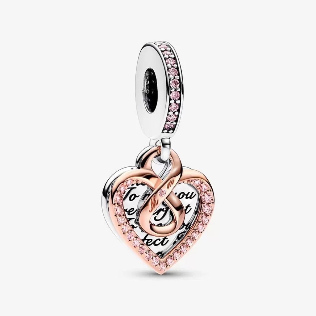 PANDORA  Two-tone Infinity Heart Double Dangle Charm