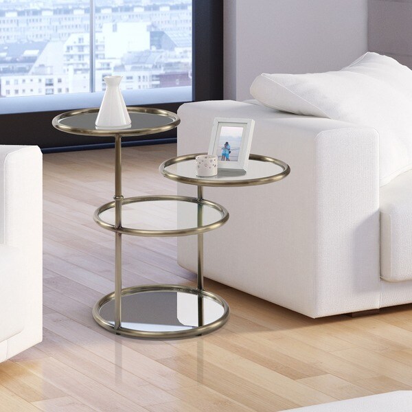 Furniture of America Hora Modern Gold 16-inch Glass Swivel Side Table