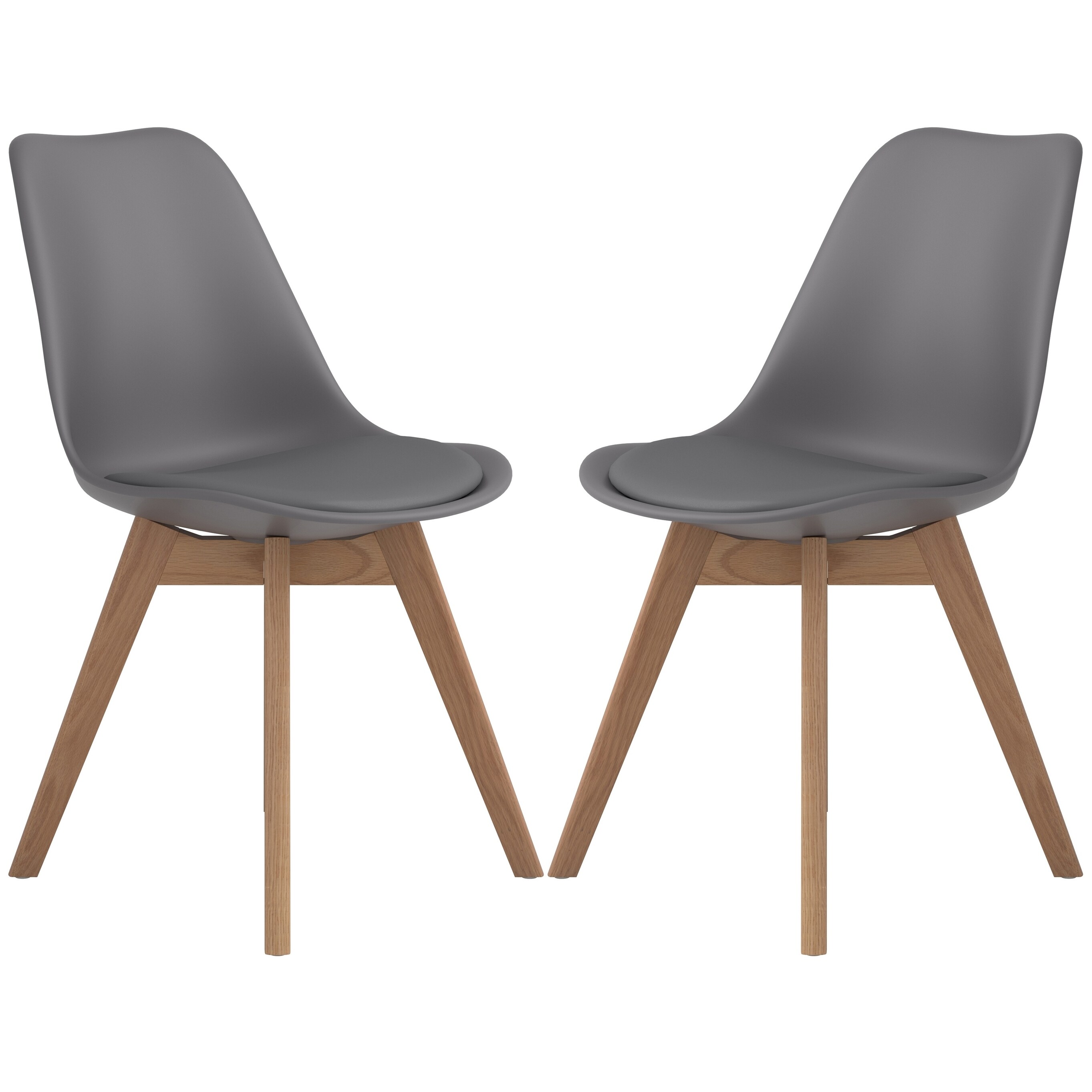 Mid-Century Modern Design Grey with Oak Legs Dining Chairs (Set of 2)