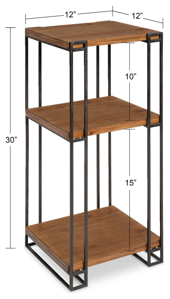 Lintz Wood and Metal Tea Table  Brown 12x12x30   Industrial   Side Tables And End Tables   by Uniek Inc.  Houzz