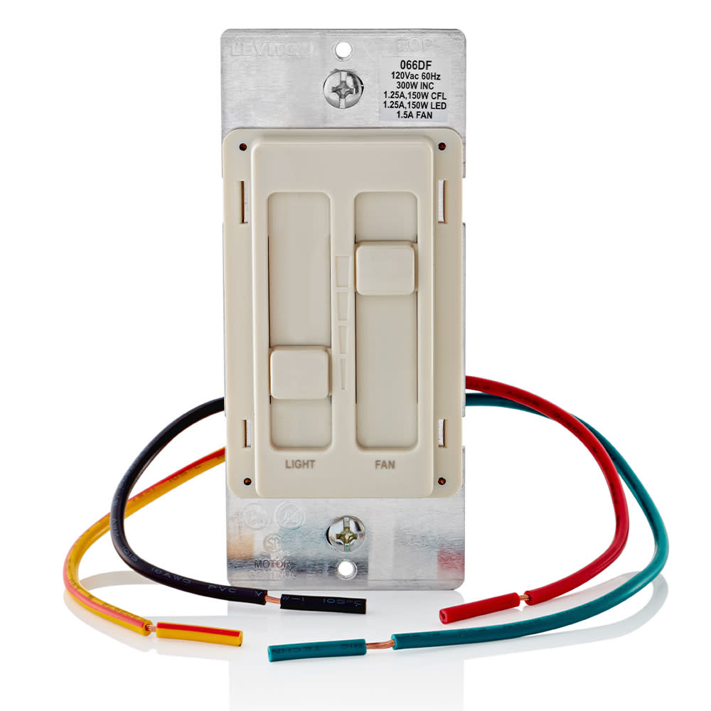 Leviton SureSlide Light Almond Fan/LED Light Control Slide Switch ;