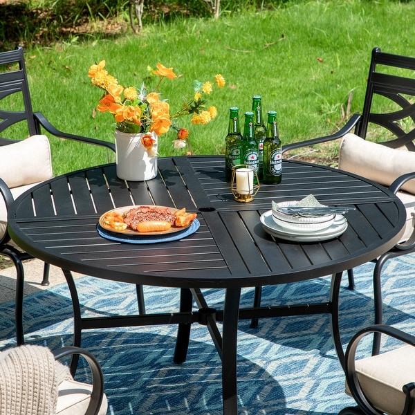 MAISON ARTS 5Piece Black Metal Outdoor Dining Set