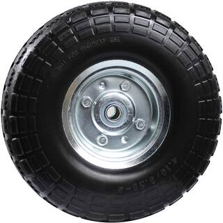 10 in. Dia Flat Free All Purpose Tire with 58 in. Ball Bearing Axle Bore Dia Black 50501