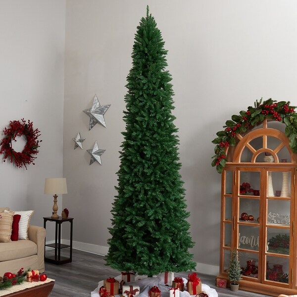 12' Slim Green Mountain Pine Artificial Christmas Tree with 3235 Bendable Branches