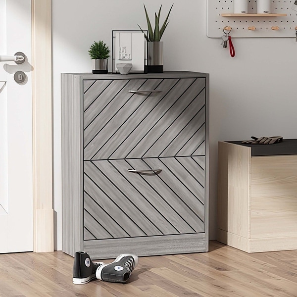 22.4W Modern Shoe Storage Cabinet，Fold-out Drawer - - 35444443