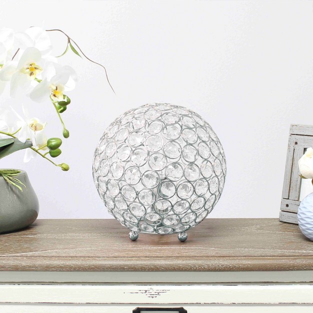 Elipse Medium Contemporary Metal Crystal Round Orb Table Lamp Lalia Home