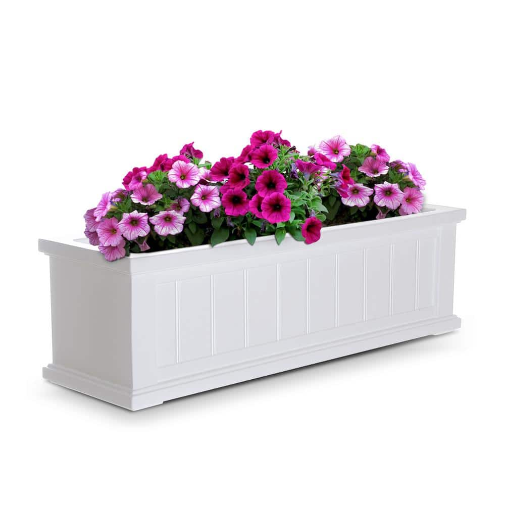 Mayne Cape Cod 36 in. x 11 in. Self-Watering White Polyethylene Window Box 4840-W