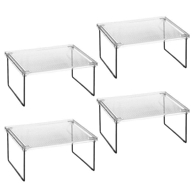 mDesign Metal Stacking Storage Organization for Closet Shelves， 4 Pack