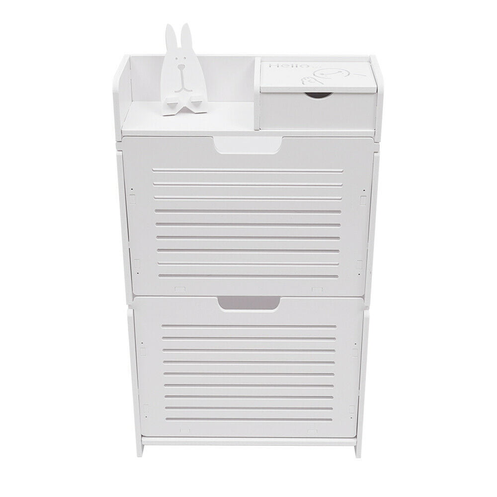 DENEST White Modern Shoe Rack PVC Shoe Storage Cabinet Tipping Bucket Storage Stand