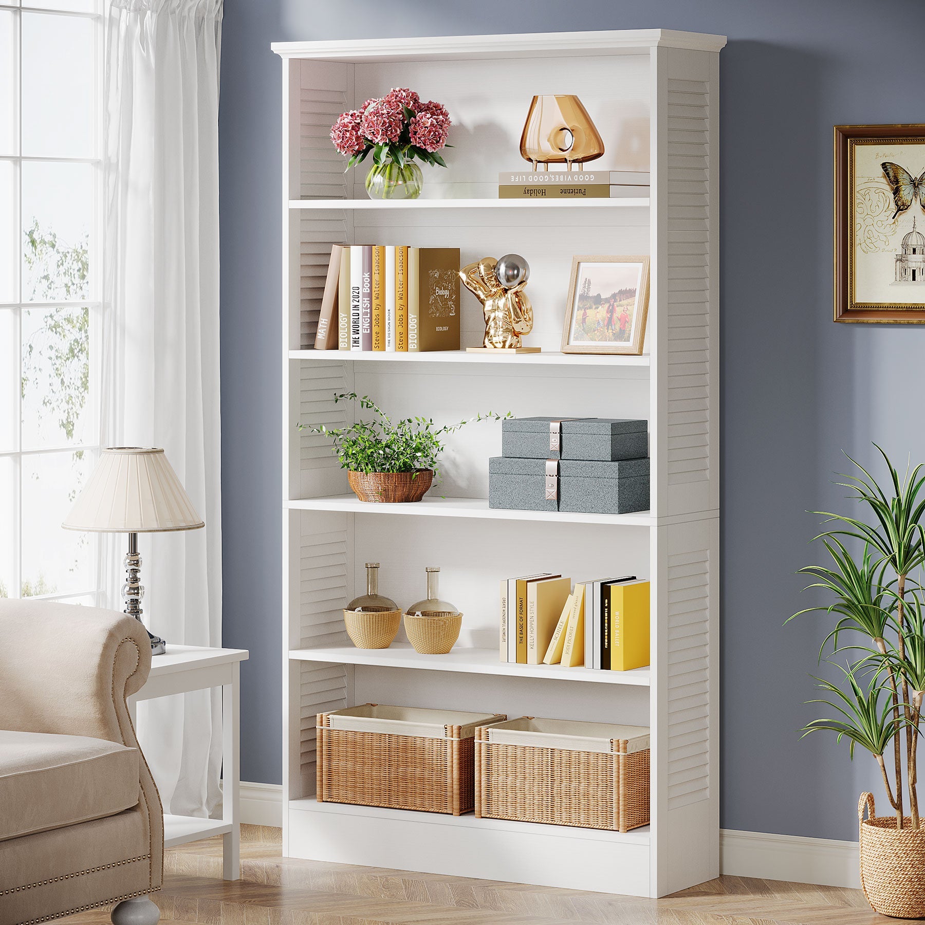 71.6 Bookshelf, 5-Tier Freestanding Bookcase Display racks