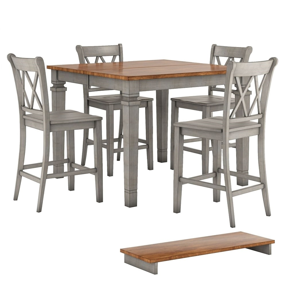 Elena Antique Grey Extendable Counter Height Dining Set   Double X Back by iNSPIRE Q Classic