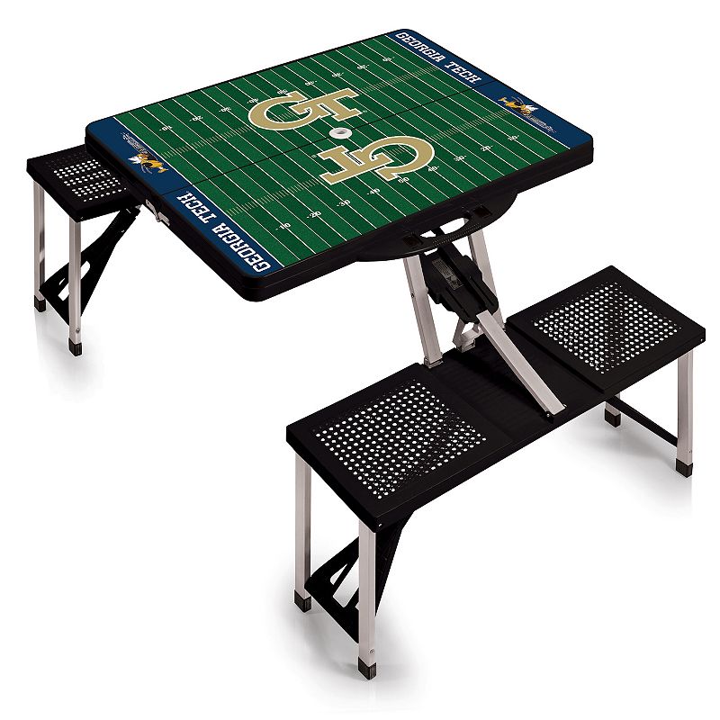 Picnic Time Georgia Tech Yellow Jackets Picnic Table Portable Folding Table with Seats