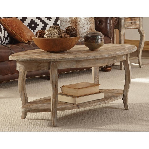 Oval Coffee Table Driftwood Rust Alaterre Furniture