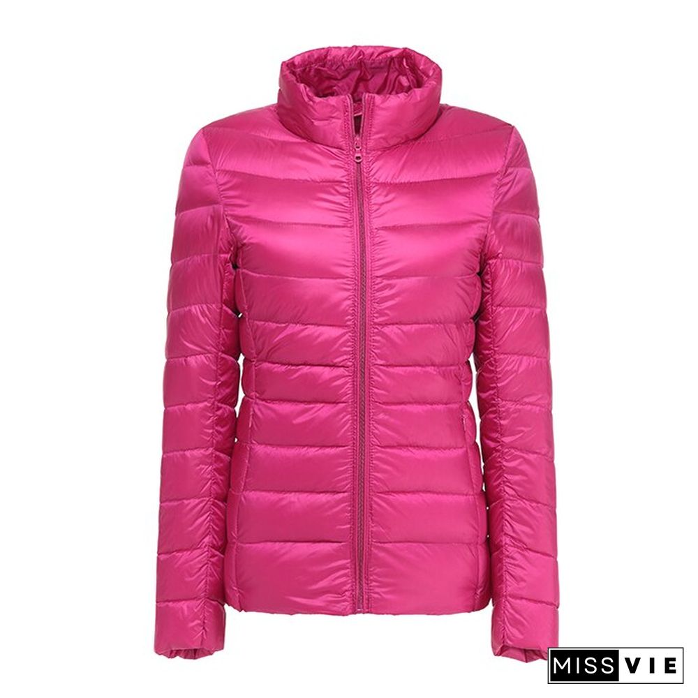 Winter Jacket Women New 90%White Duck Ultra Thin Down Jacket Female Long Sleeve Pocket Down Jacket Parkas Large Size 7Xl