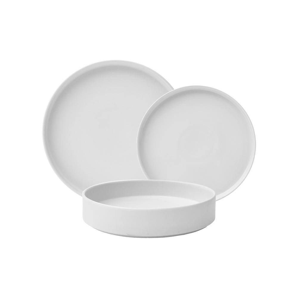 222 Fifth Kaden 12-Piece Modern White Porcelain Dinnerware Set (Service for 4) 3498WH795B1V32