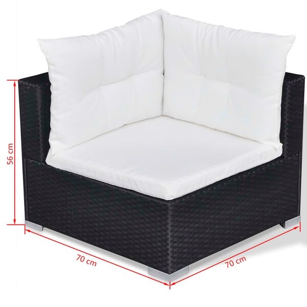 10 Piece Garden Lounge Set with Cushions Poly Rattan Black - Overstock - 35108287