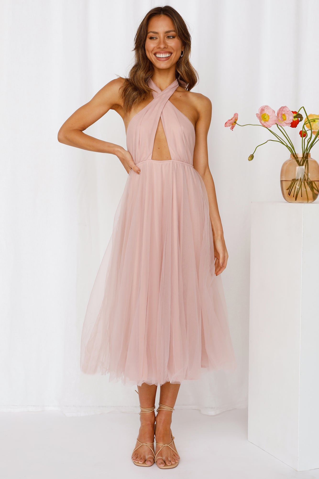 Little Tulle Much Midi Dress Pink