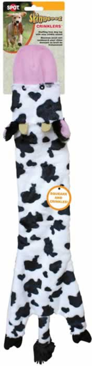 Skinneeez Crinklers Cow Stuffing Free Dog Toy 23