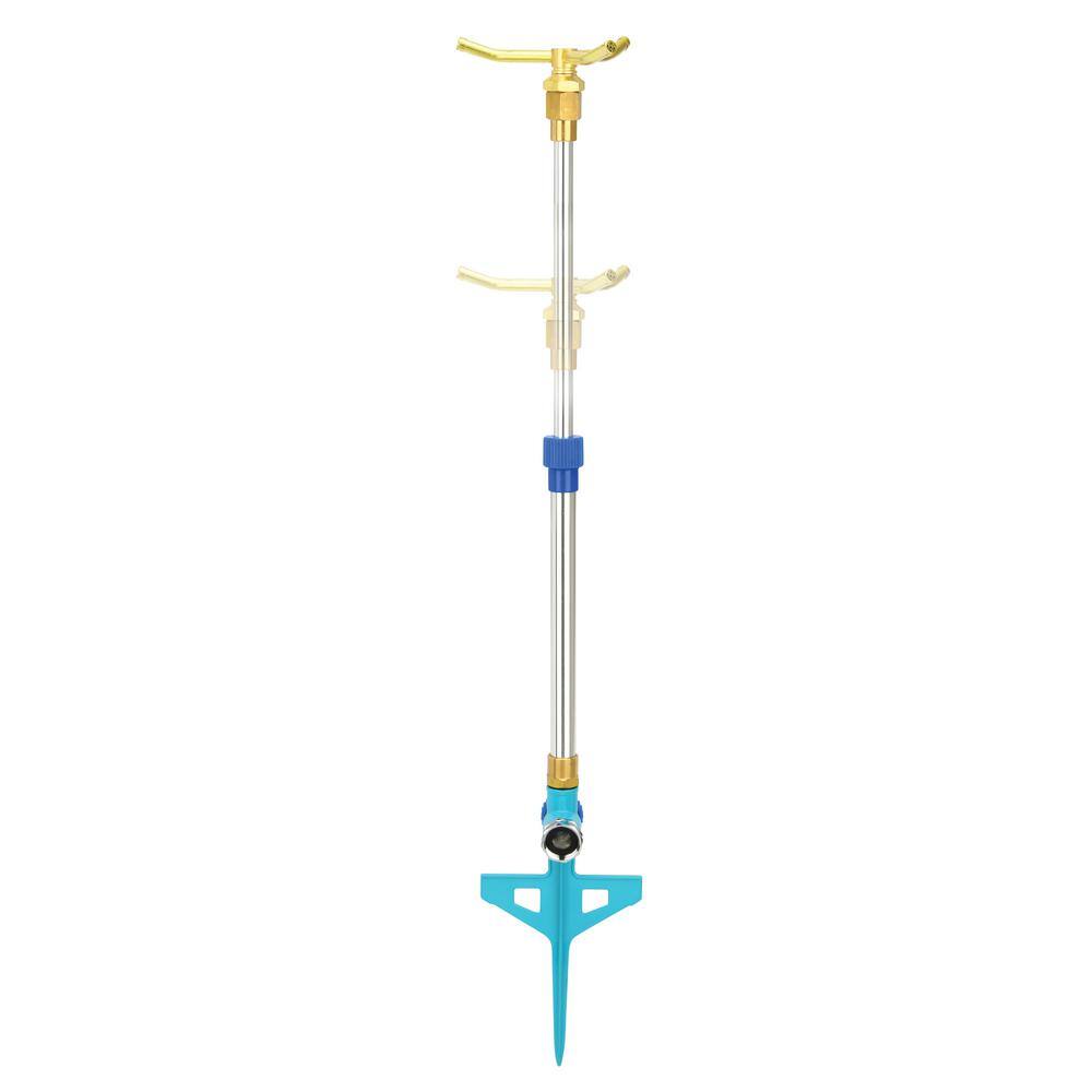 AQUA JOE 360-Degree 3-Arm Brass Rotary Telescoping Sprinkler AJ-ISTAS