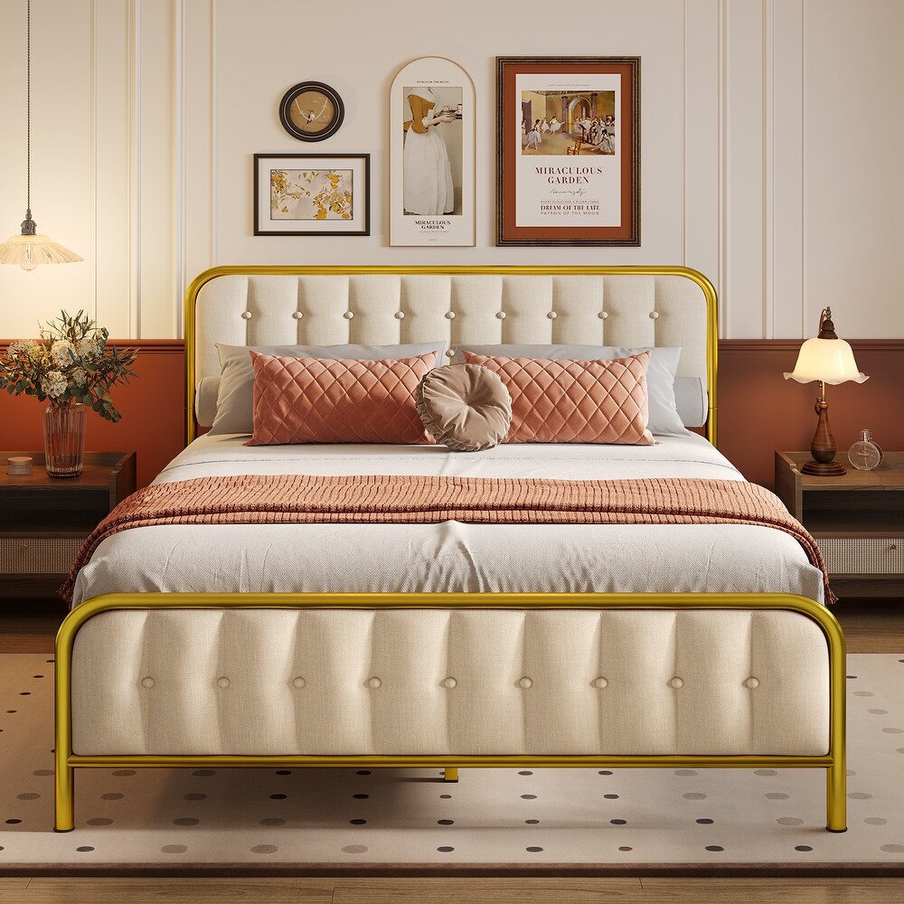 Platform Bed Frame Full/ Queen Size with Headboard