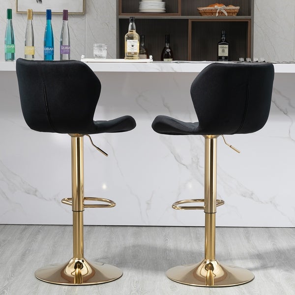 Velvet Adjustable Swivel Bar Stools Set of 2 Modern Counter Height Barstools