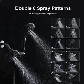 YASINU Single-Handle 6-Spray Patterns 5 in. Shower Head Faucet in Wall Mount Dual Shower Head in Matte Black (Valve Included) YNAD794MB