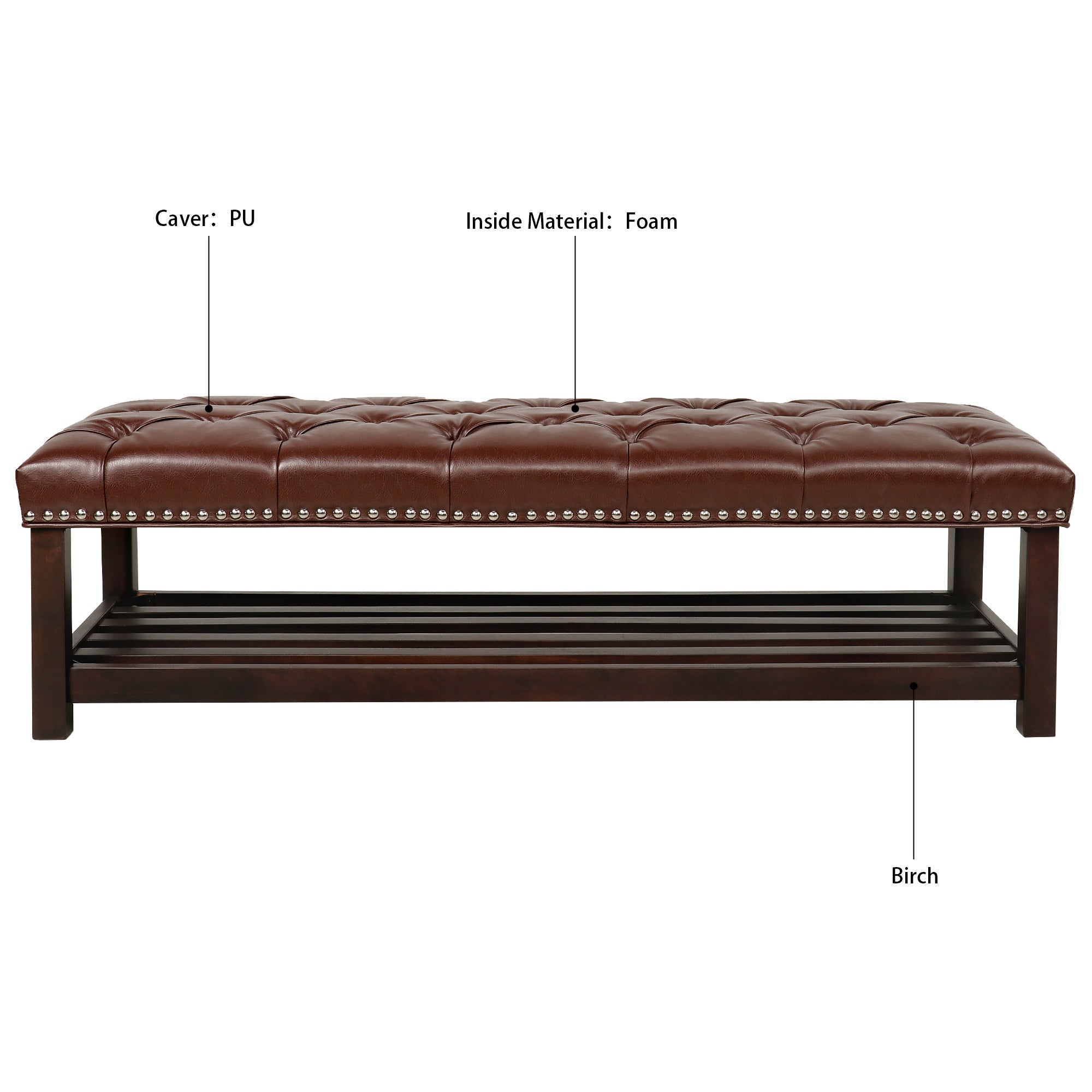 LANTRO JS Wooden Base Upholstered Bench for Bedroom for Entryway