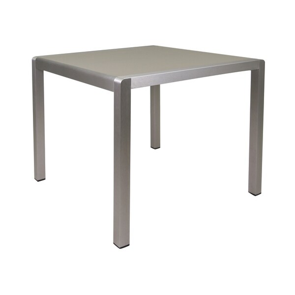 Kimi Outdoor Dining Table，Dark Gray Glass Top，Metal Frame，Square 35 Inch