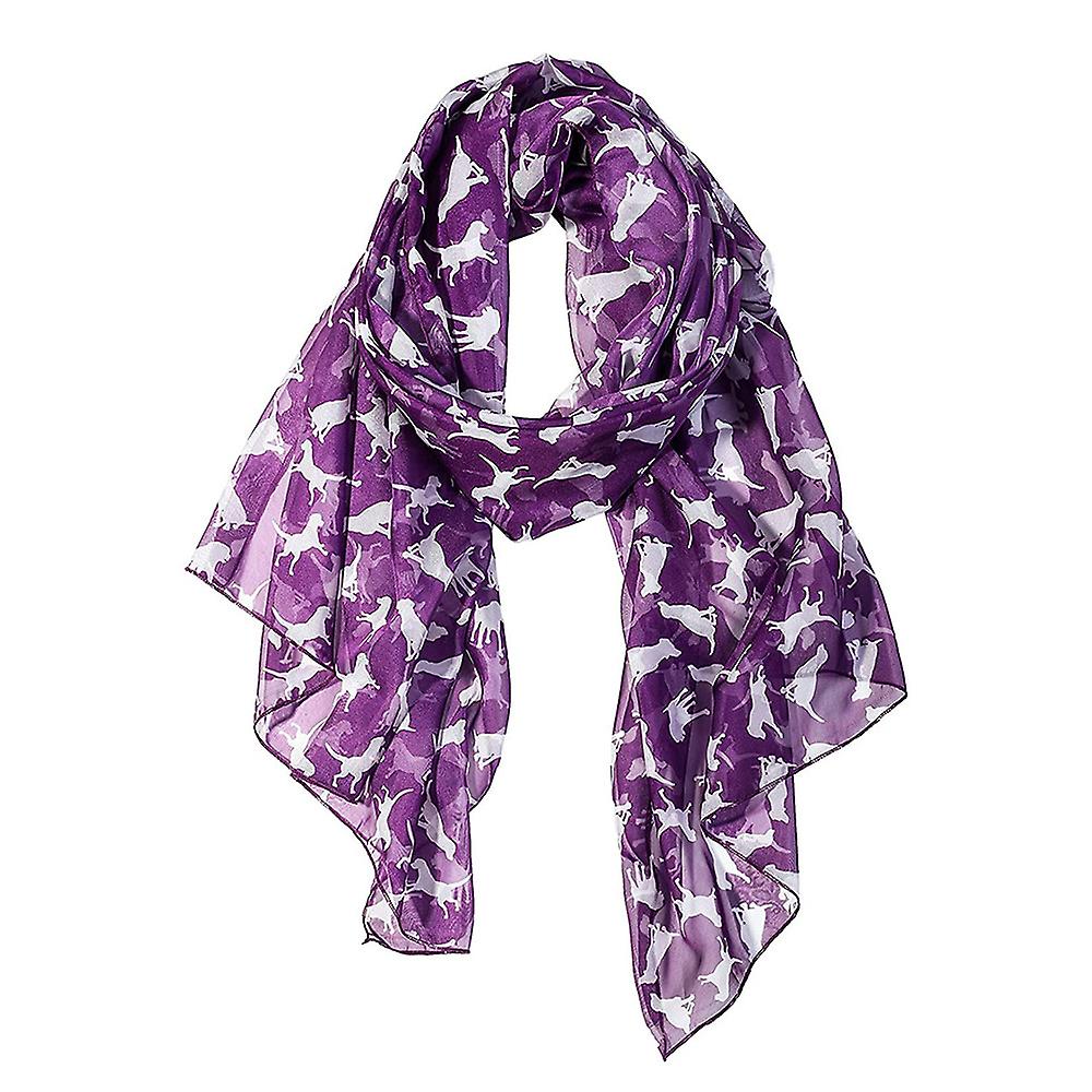 White Dog Purple Scarfs For Women Lightweight Dogs Print Shawl Head Wraps