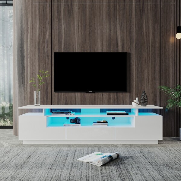 Modern TV Stand， 20 Colors LED TV Stand w/Remote Control Lights