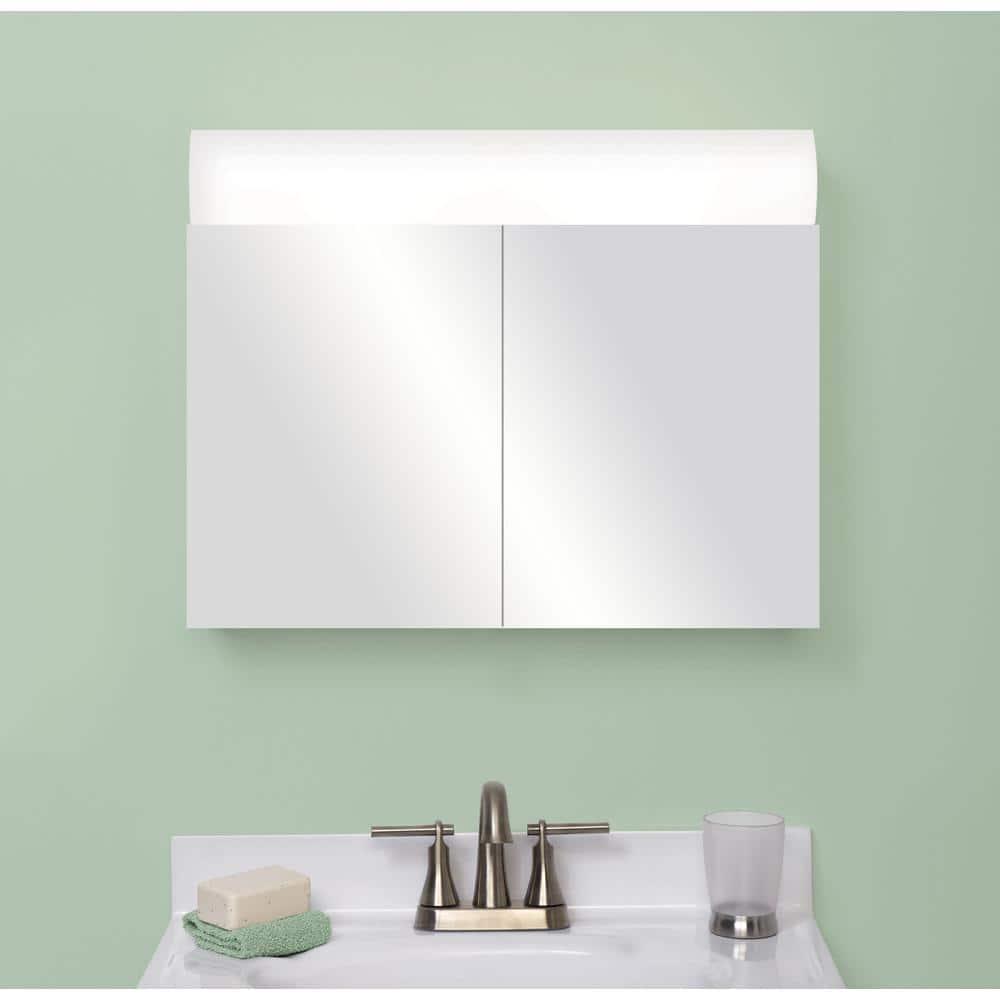 Zenna Home 2325 in W x 1863 in H Lighted Frameless White SurfaceMount Medicine Cabinet with Mirror