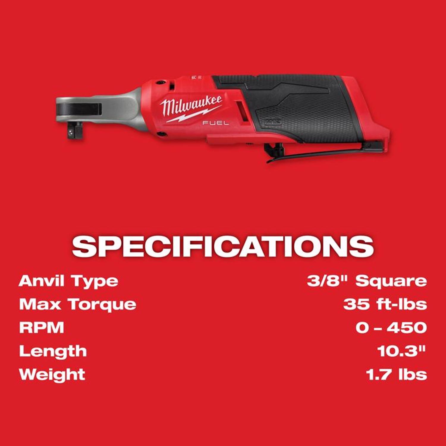 MW M12 FUEL High Speed 12 V 3/8 in. Brushless Cordless Ratchet Tool Only