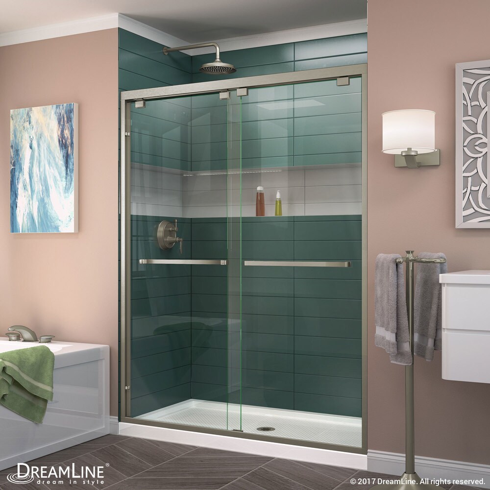 DreamLine Encore 32 in. D x 48 in. W x 78 3/4 in. H Bypass Sliding Shower Door and Shower Base Kit   32\