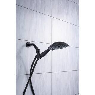 Mondawe Mondawell 6-Spray Patterns 6 in. Wall Mount Handheld Shower Head with Spout and Valve in Matte Black MA-D92102H-6