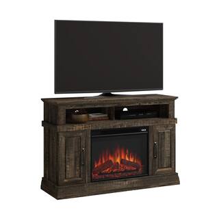 SAUDER 47.48 in. Carbon Oak Rectangle Engineered Wood TV Console with Fireplace Fits TV's up to 50 in. 427378