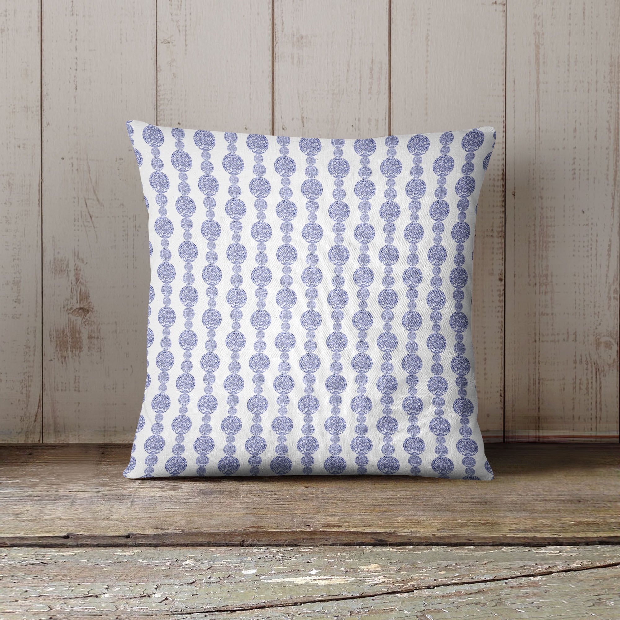 Grace Cobalt Blue On White Outdoor Pillow by Kavka Designs