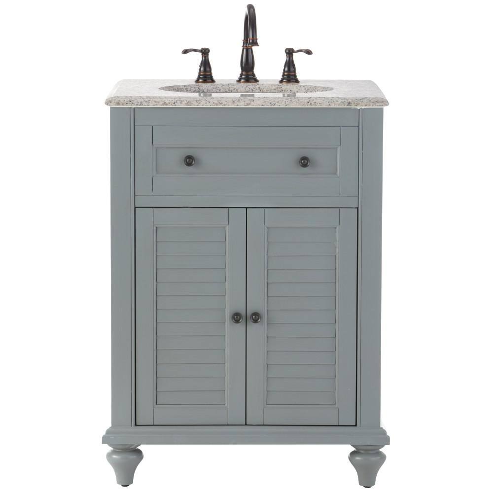 Home Decorators Collection Hamilton Shutter 25 in. W x 22 in. D Bath Vanity in Grey with Granite Vanity Top in Grey 10806-VS25H-GR