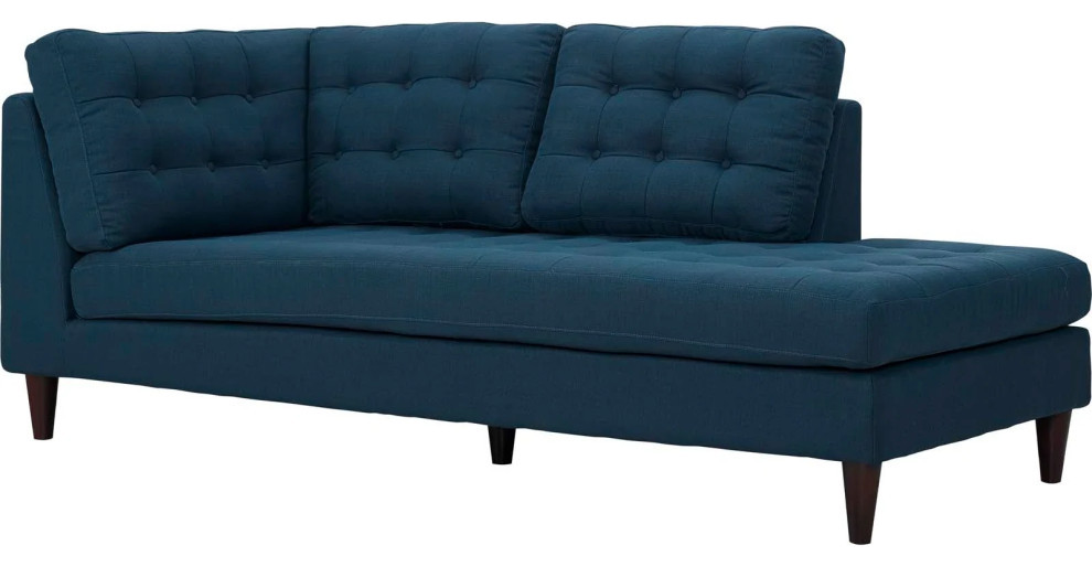 Melanie Azure Upholstered Fabric Right Facing Bumper   Midcentury   Indoor Chaise Lounge Chairs   by V.S.D Furniture  Houzz