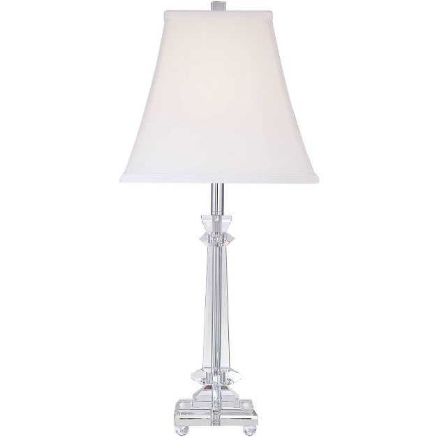 High Crystal Glass Column White Square Bell Shade For Living Room Family Bedroom Bedside