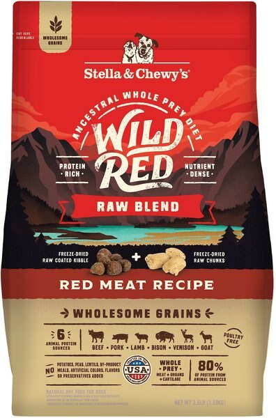 Stella and Chewy's Wild Red Raw Blend Kibble Wholesome Grains Red Meat Recipe Dry Dog Food