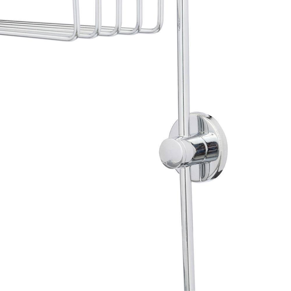 No Drilling Required Draad Rustproof Solid Brass Shower Caddy 12 in. Double Shelf in Chrome DK230-CHR