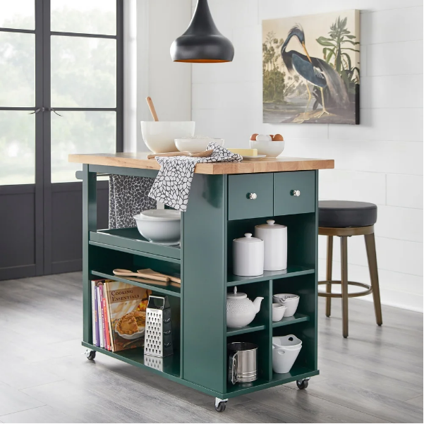 angelo:HOME Kitchen Island/Cart - Boston (Green)