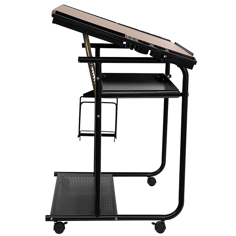 Emma and Oliver Adjustable Drawing and Drafting Table with Dual Wheel Casters