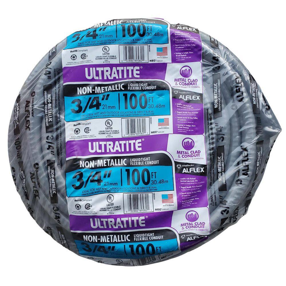 Southwire 34 in. x 100 ft. Ultratite Liquidtight Flexible Non-Metallic PVC Conduit 58046301