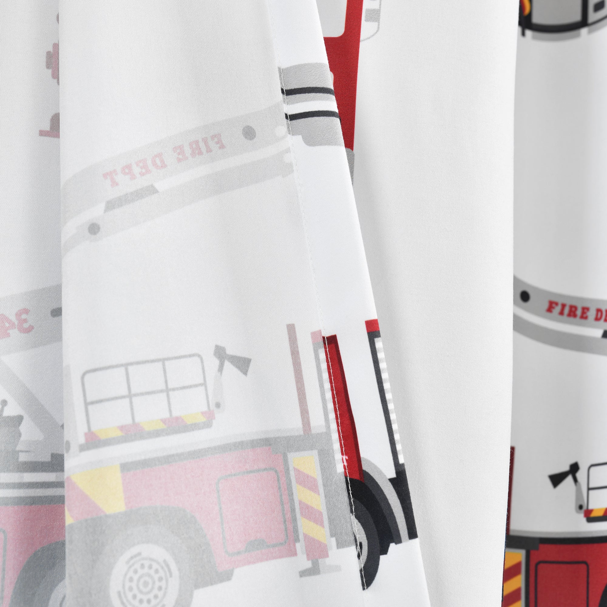 Fire Truck Window Curtain Panel Set