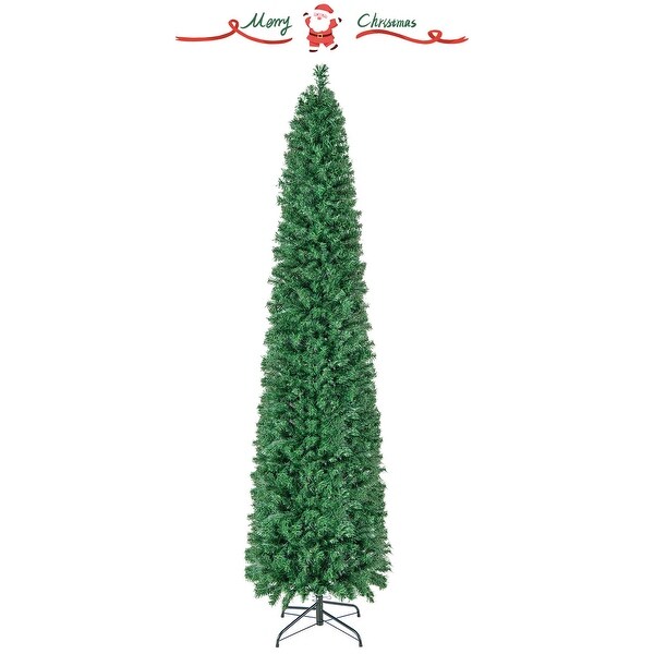 Costway 5/6/7/8 FT PreLit Artificial Xmas Tree with Colorful Fiber