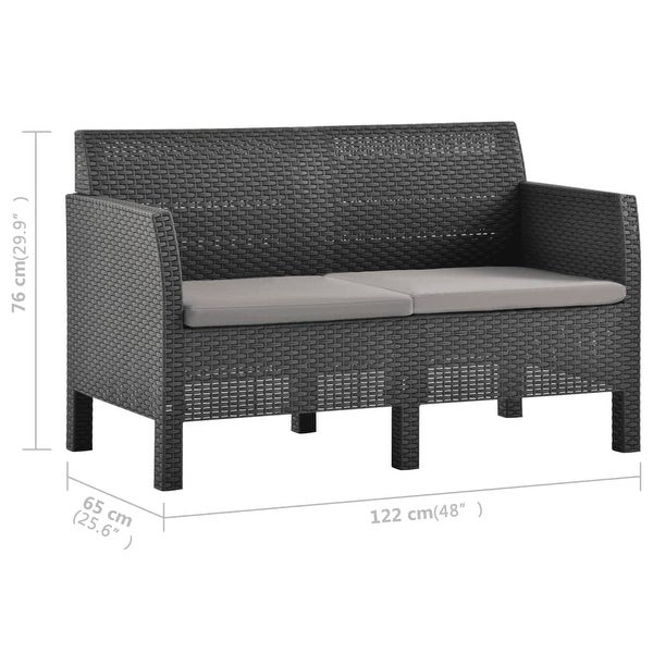 3 Piece Patio Lounge Set with Cushions PP Rattan Anthracite - Overstock - 36226285